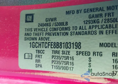 2011 Chevrolet Colorado 1Lt из США, поврежденный, VIN 1GCHTCFE8B8103198